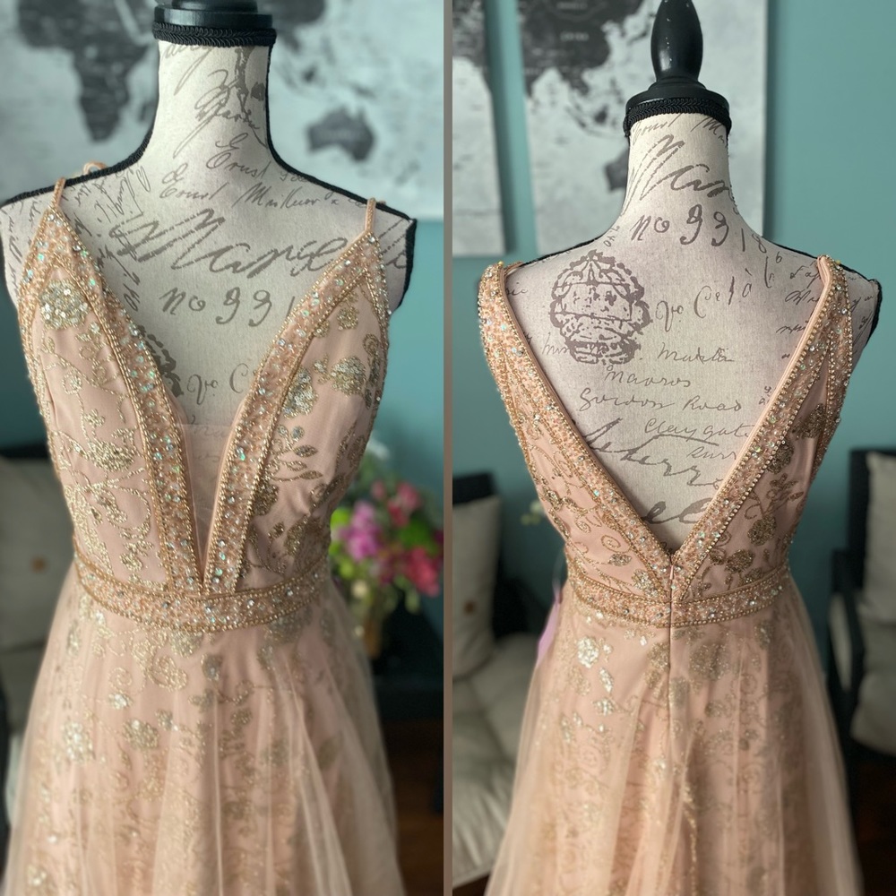 NWOT Rose gold a line dress CinderellaDivine - Picture 3 of 3